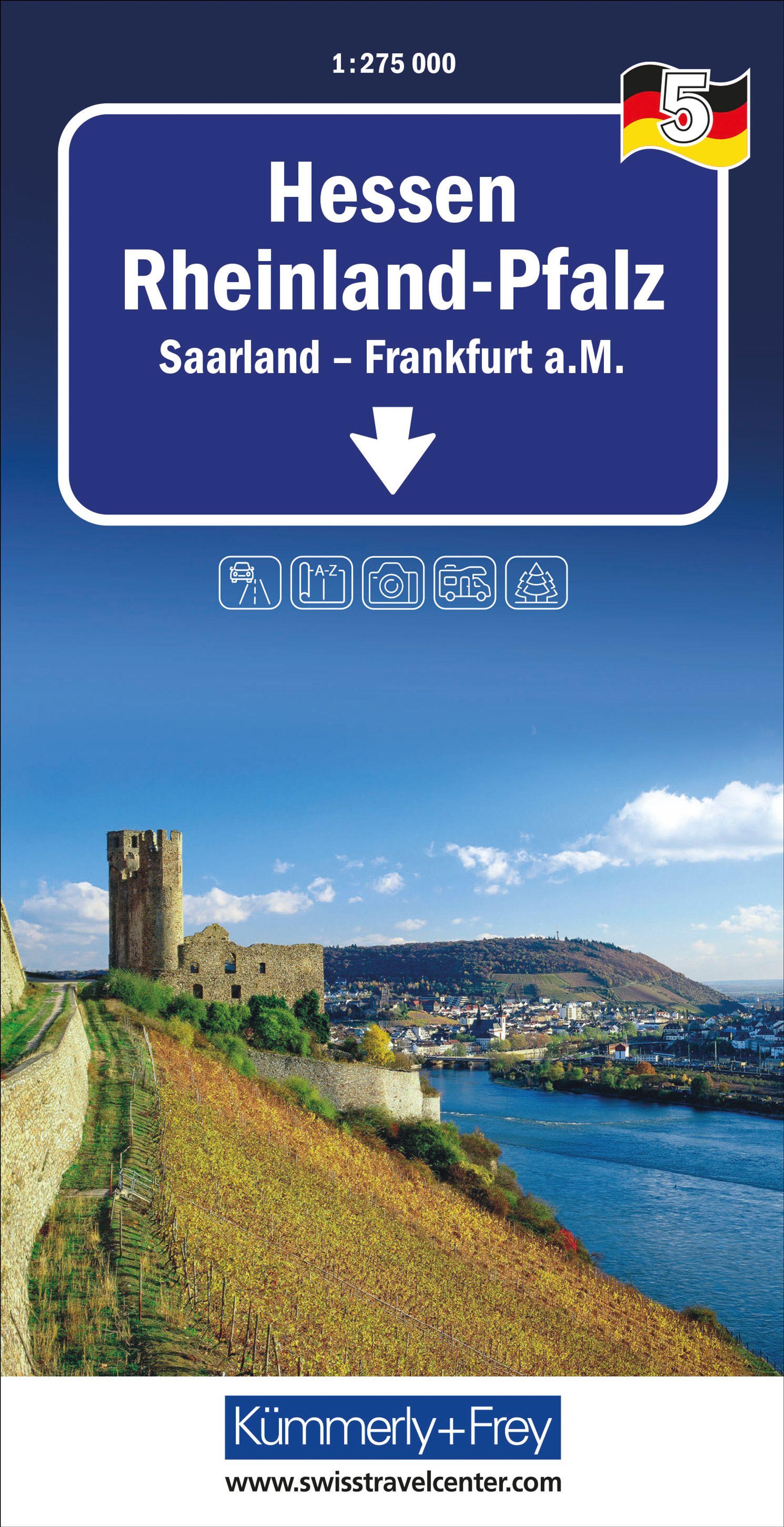 Vorderes Coverbild Kümmerly+Frey Regional-Strassenkarte 5 Hessen, Rheinland-Pfalz 1:275.000
