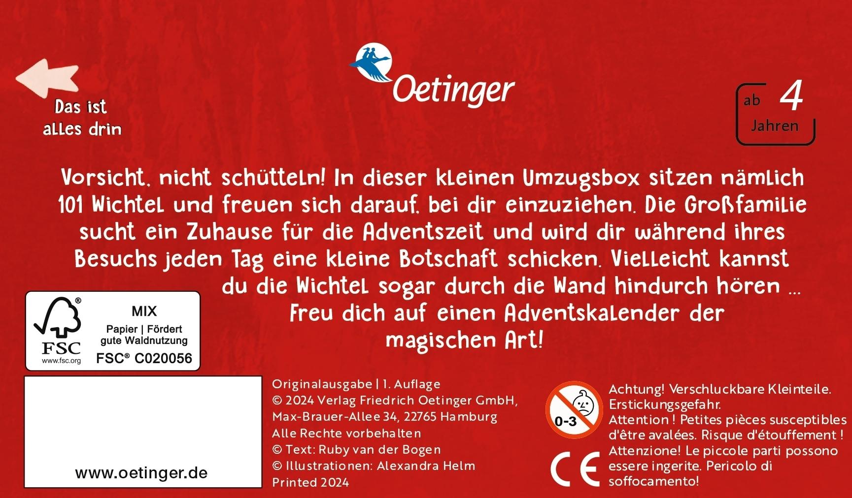 Rückseitencover Wichteltür-Adventskalender. 101 Wichtel ziehen ein