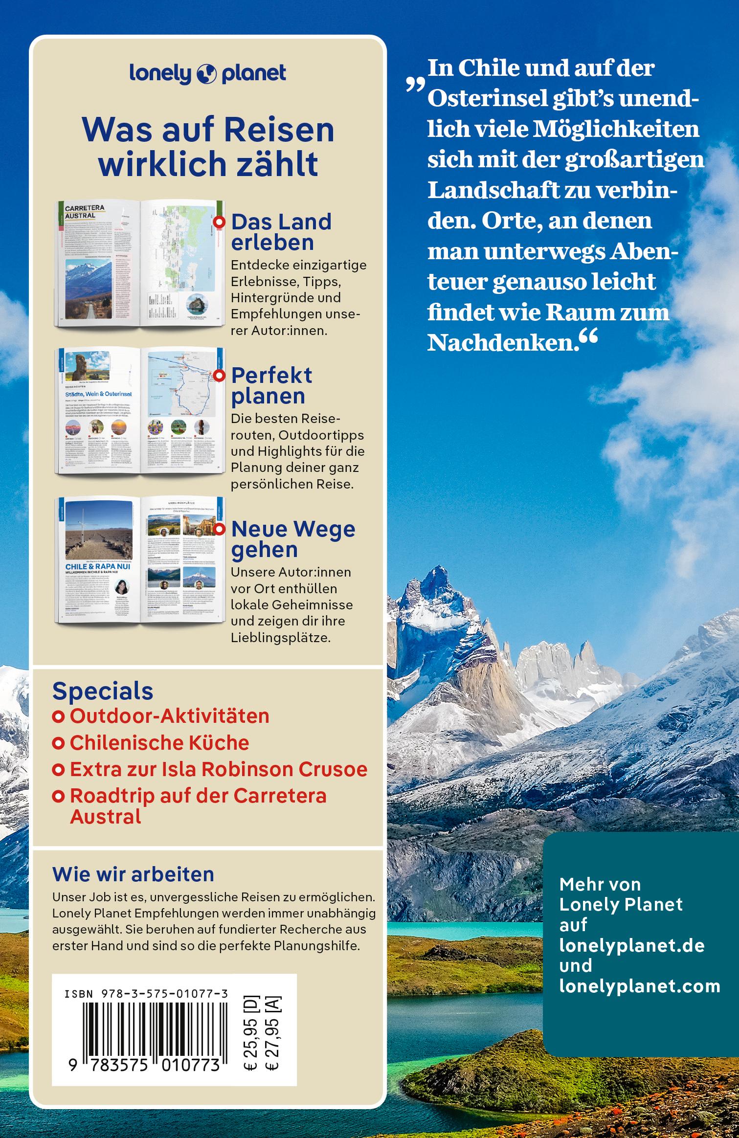 Rückseitencover LONELY PLANET Reiseführer Chile & Osterinsel