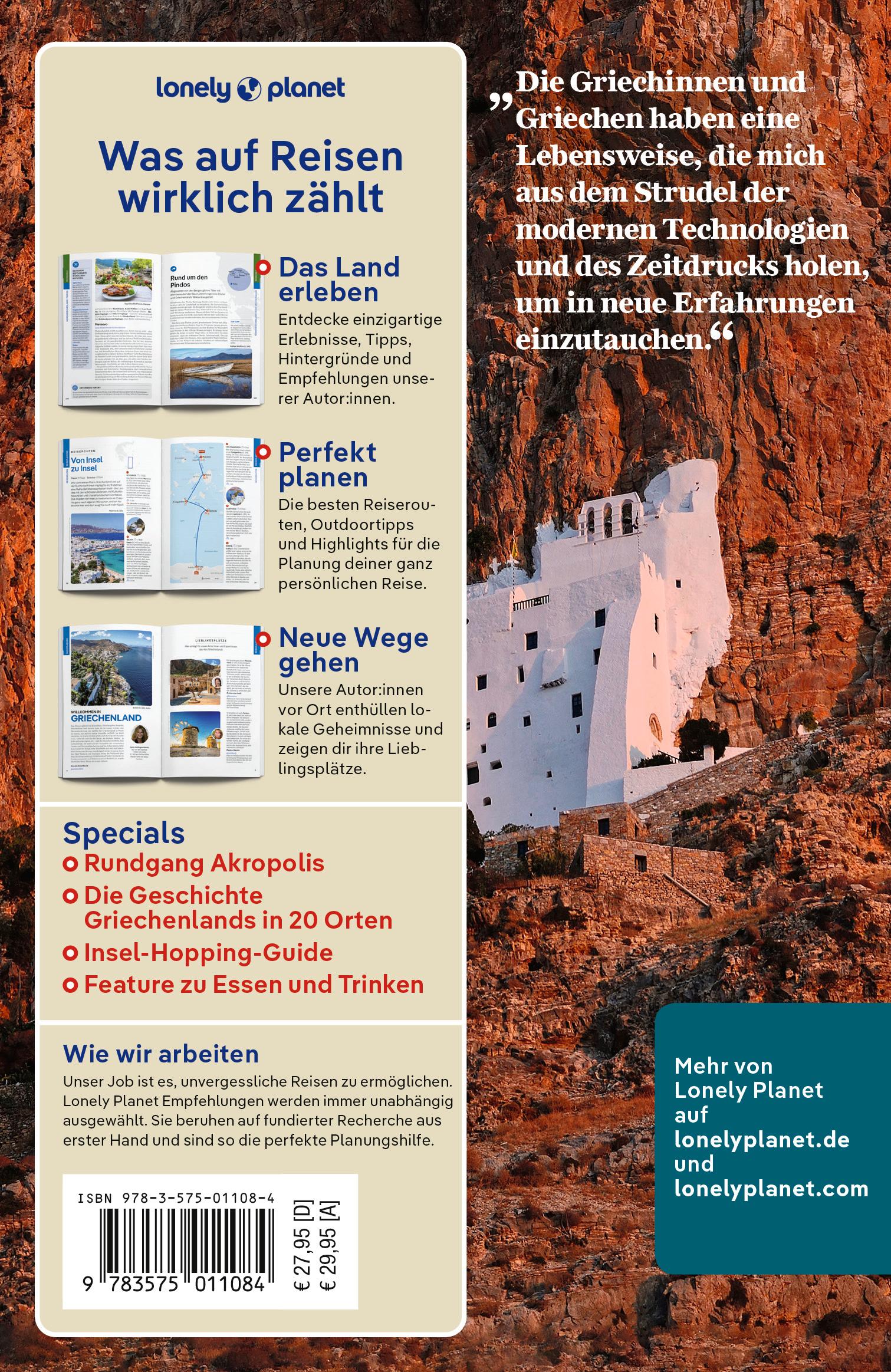 Rückseitencover LONELY PLANET Reiseführer Griechenland