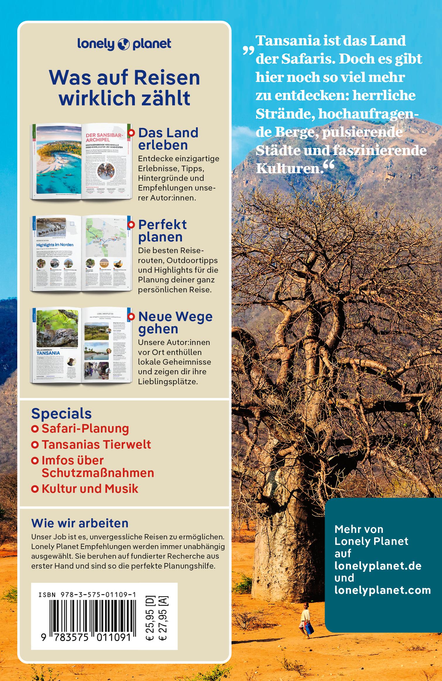 Rückseitencover LONELY PLANET Reiseführer Tansania