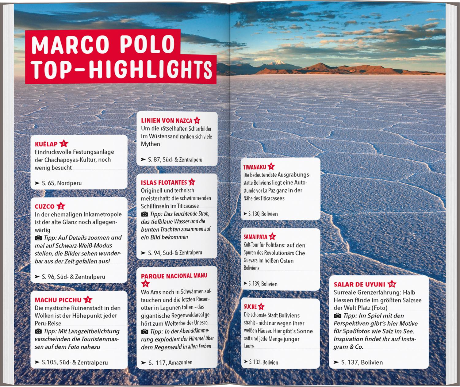 Beispielinhalt (Bild) MARCO POLO Reiseführer Peru & Bolivien