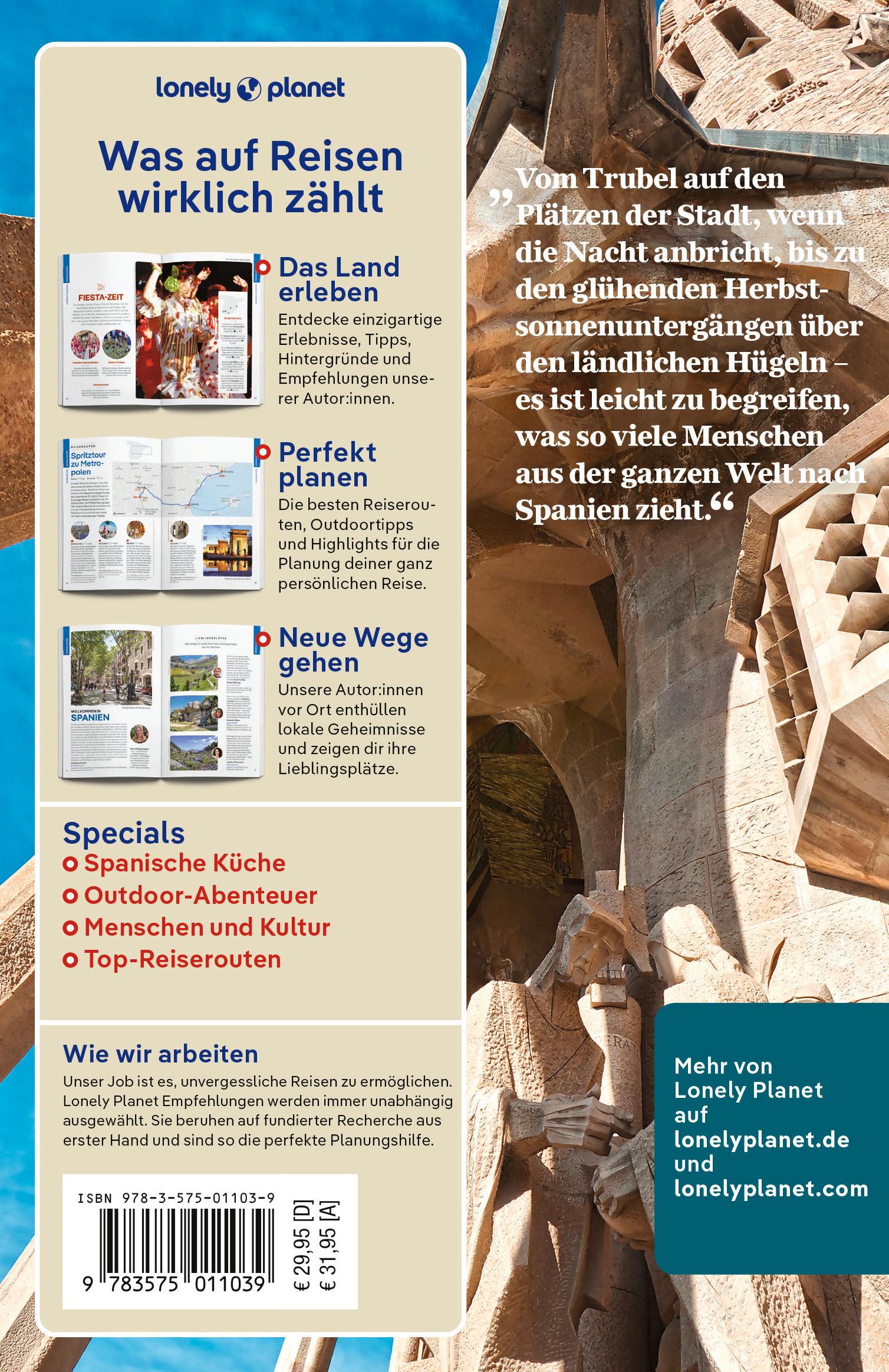 Rückseitencover LONELY PLANET Reiseführer Spanien