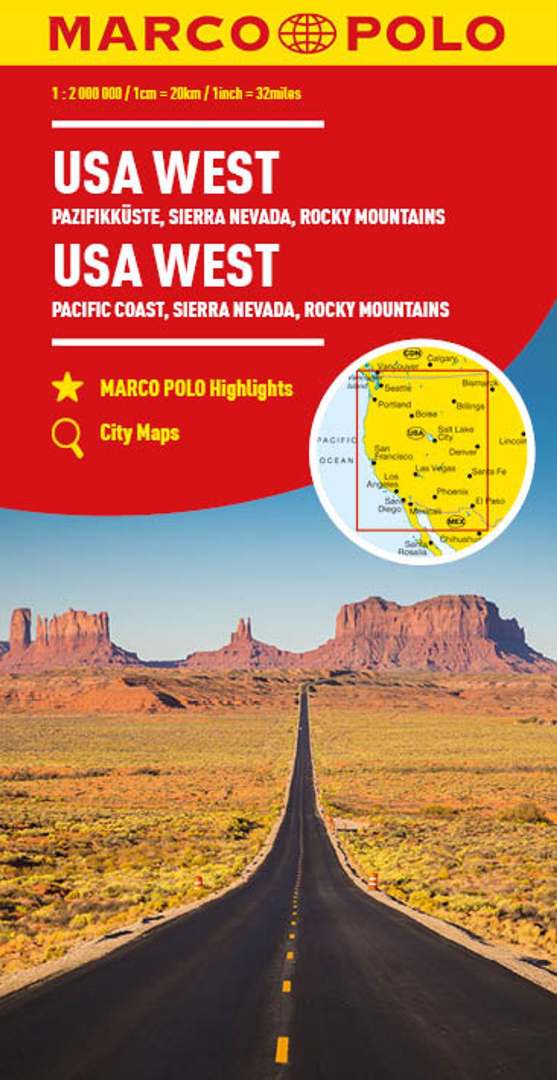Vorderes Coverbild MARCO POLO Kontinentalkarte USA West 1:2 Mio.