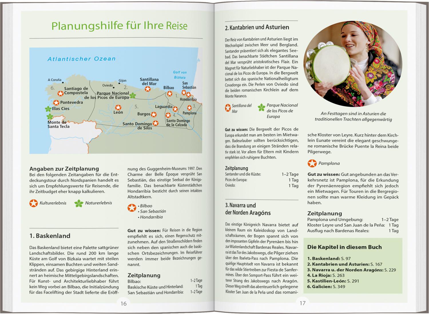 Beispielinhalt (Bild) DUMONT Reise-Handbuch Reiseführer Nordspanien und der Jakobsweg