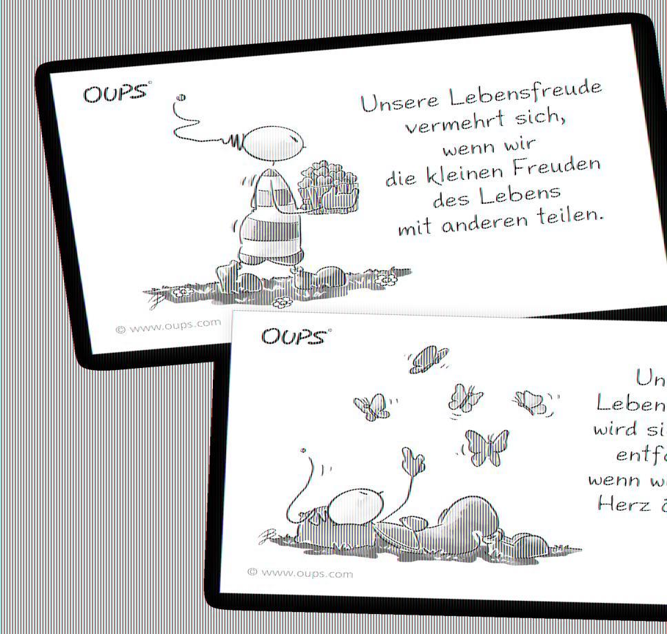 Beispielinhalt (Bild) Oups Kärtchenbox - Lebensfreude Kärtchen