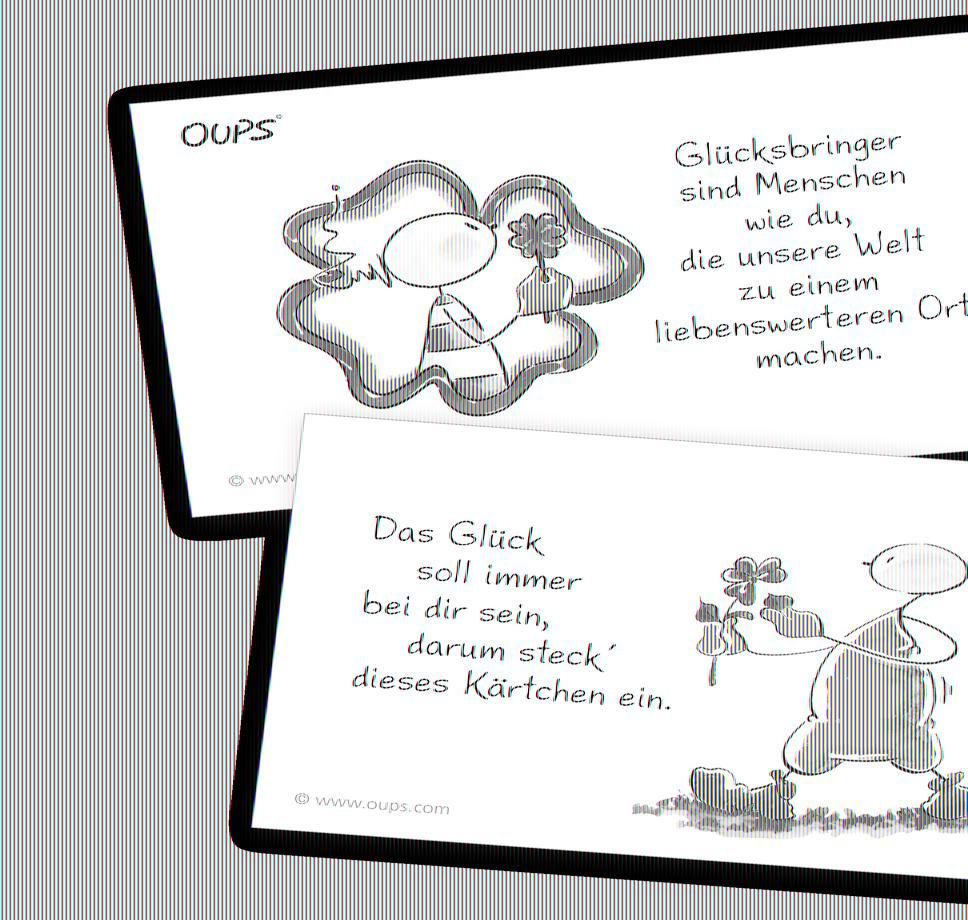Beispielinhalt (Bild) Oups Kärtchenbox - Glücksbringer Kärtchen