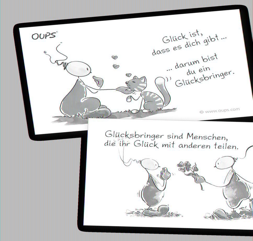 Beispielinhalt (Bild) Oups Kärtchenbox - Glücksbringer Kärtchen