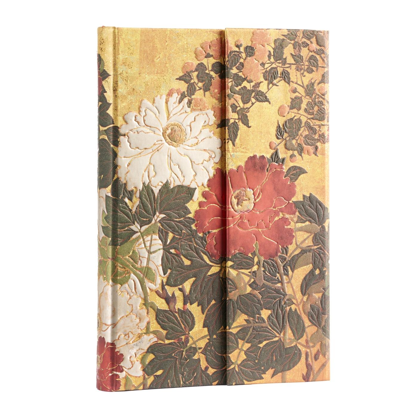 Vorderes Coverbild Paperblanks Natsu Rinpa Florals Hardcover Journal Mini Lined Wrap 176 Pg 85 GSM