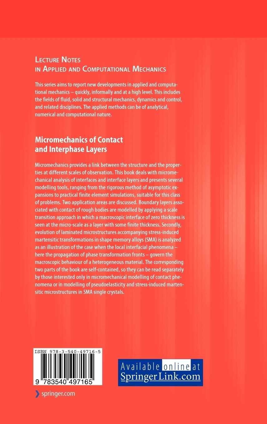 Rückseitencover Micromechanics of Contact and Interphase Layers