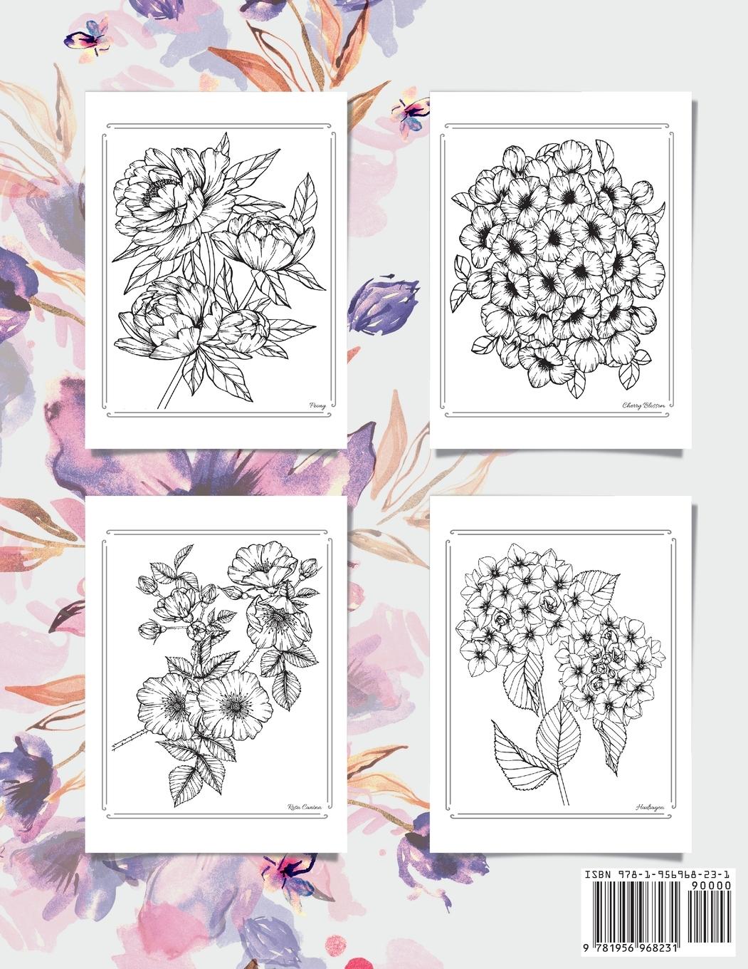 Rückseitencover Flowers Coloring Book - a Botanical Adventure for Nature Lovers and Art Enthusiasts