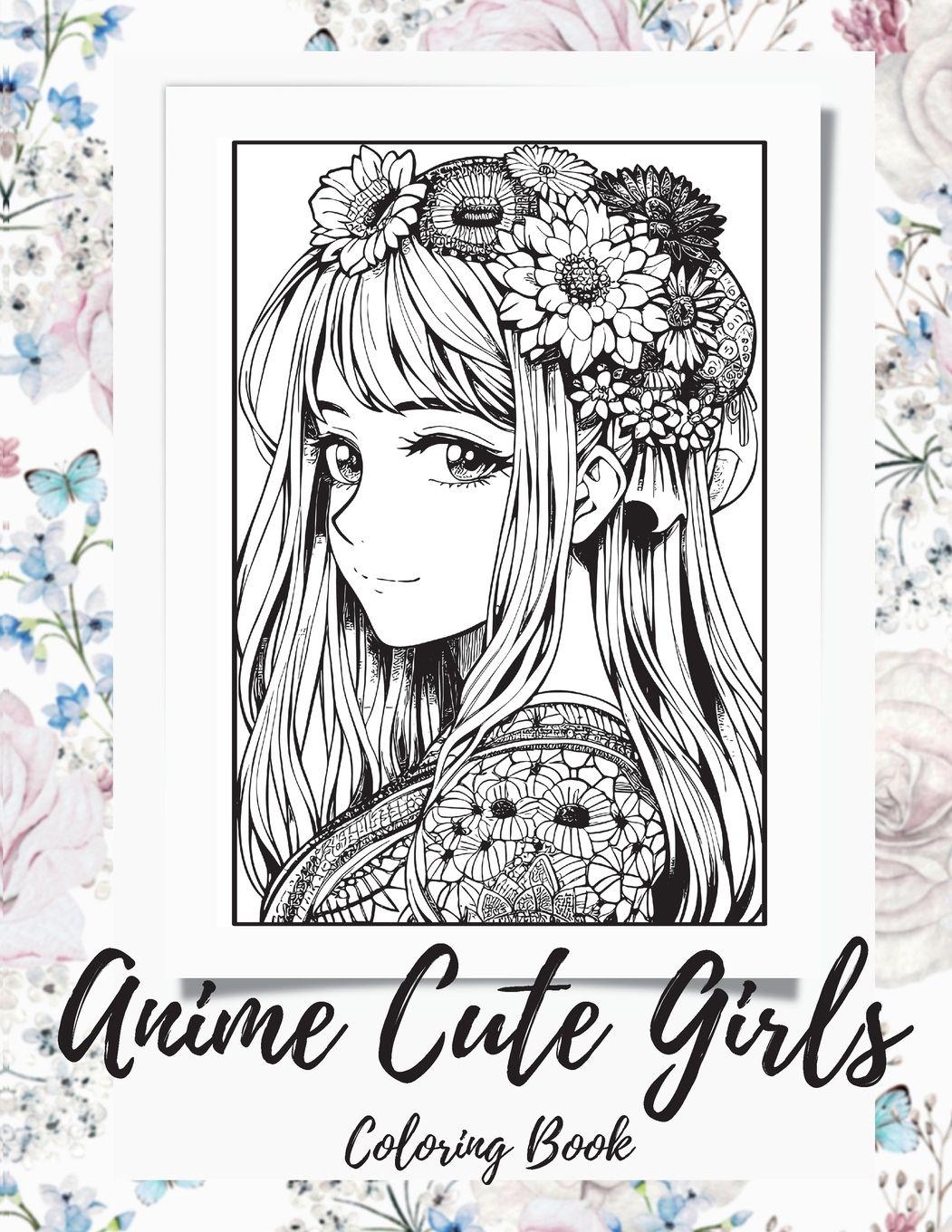 Vorderes Coverbild Anime Girls Coloring Book For Adults
