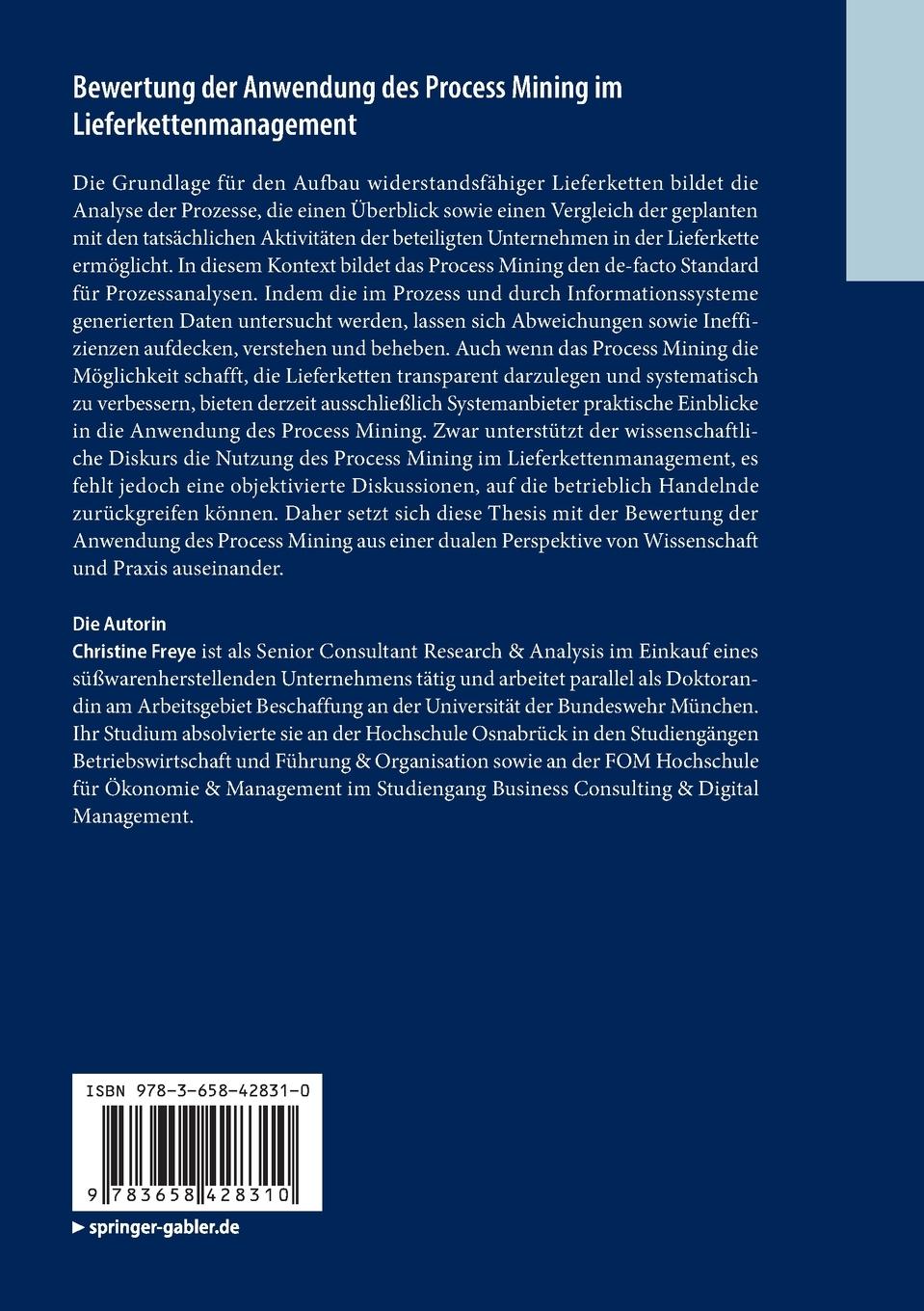 Rückseitencover Bewertung der Anwendung des Process Mining im Lieferkettenmanagement