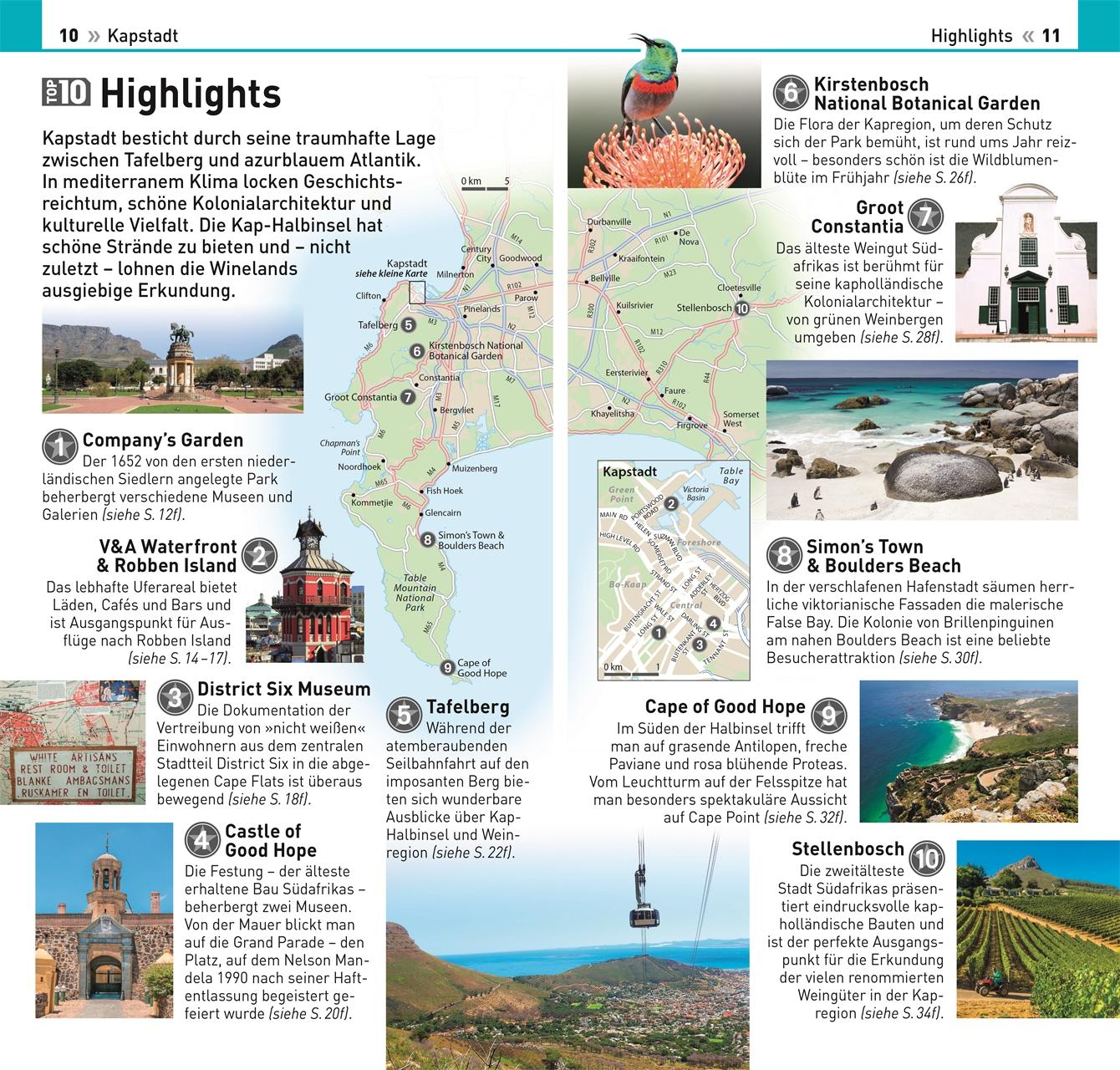 Beispielinhalt (Bild) TOP10 Reiseführer Kapstadt