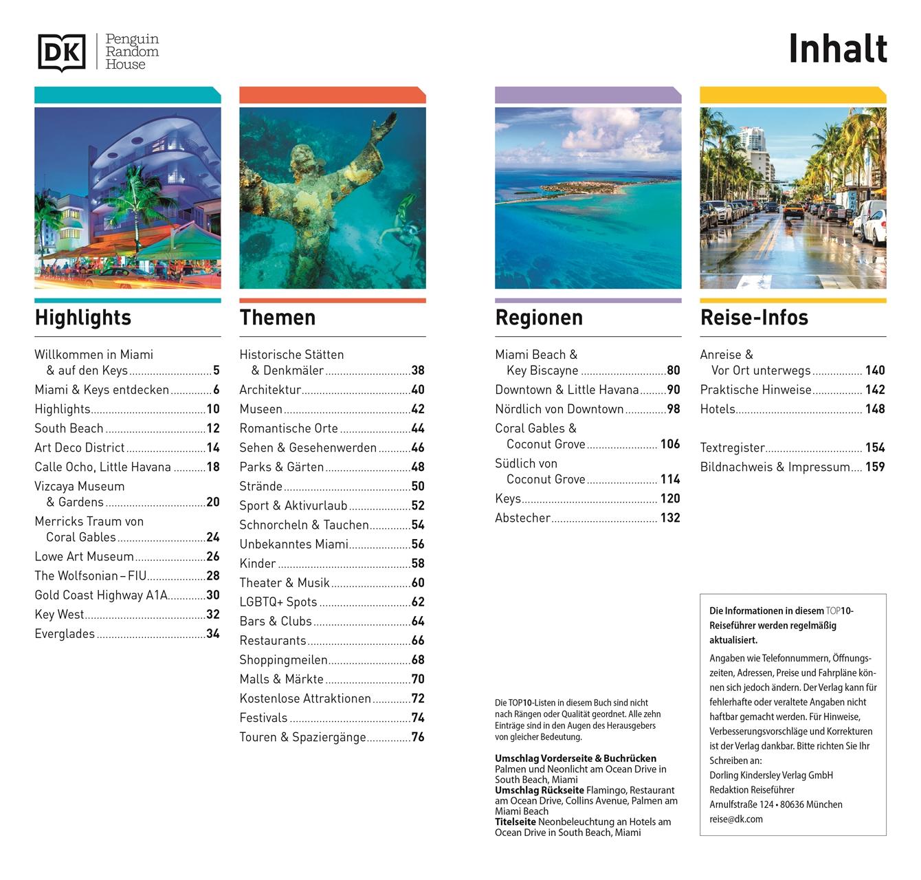 Beispielinhalt (Bild) TOP10 Reiseführer Miami & Keys