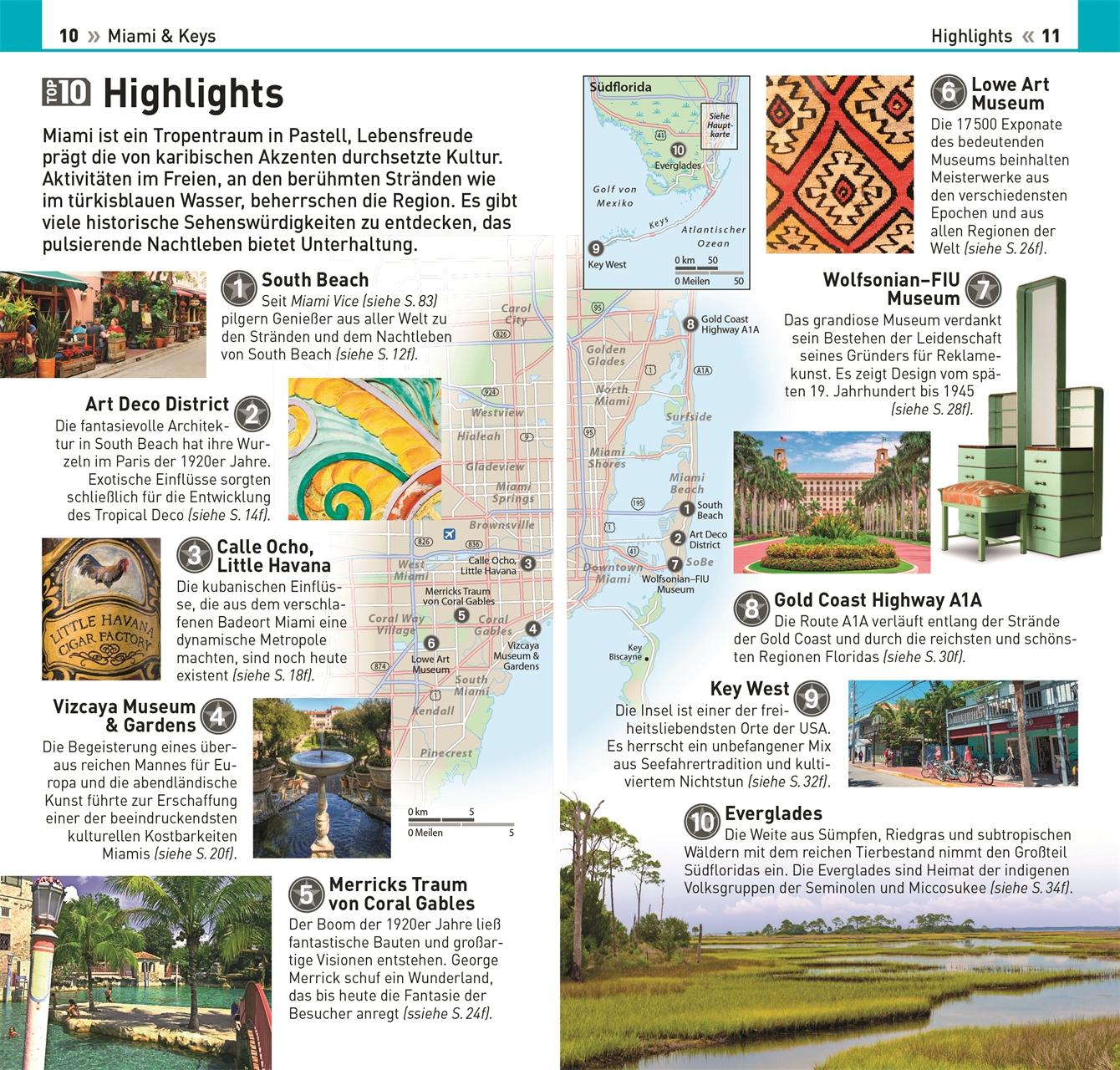 Beispielinhalt (Bild) TOP10 Reiseführer Miami & Keys