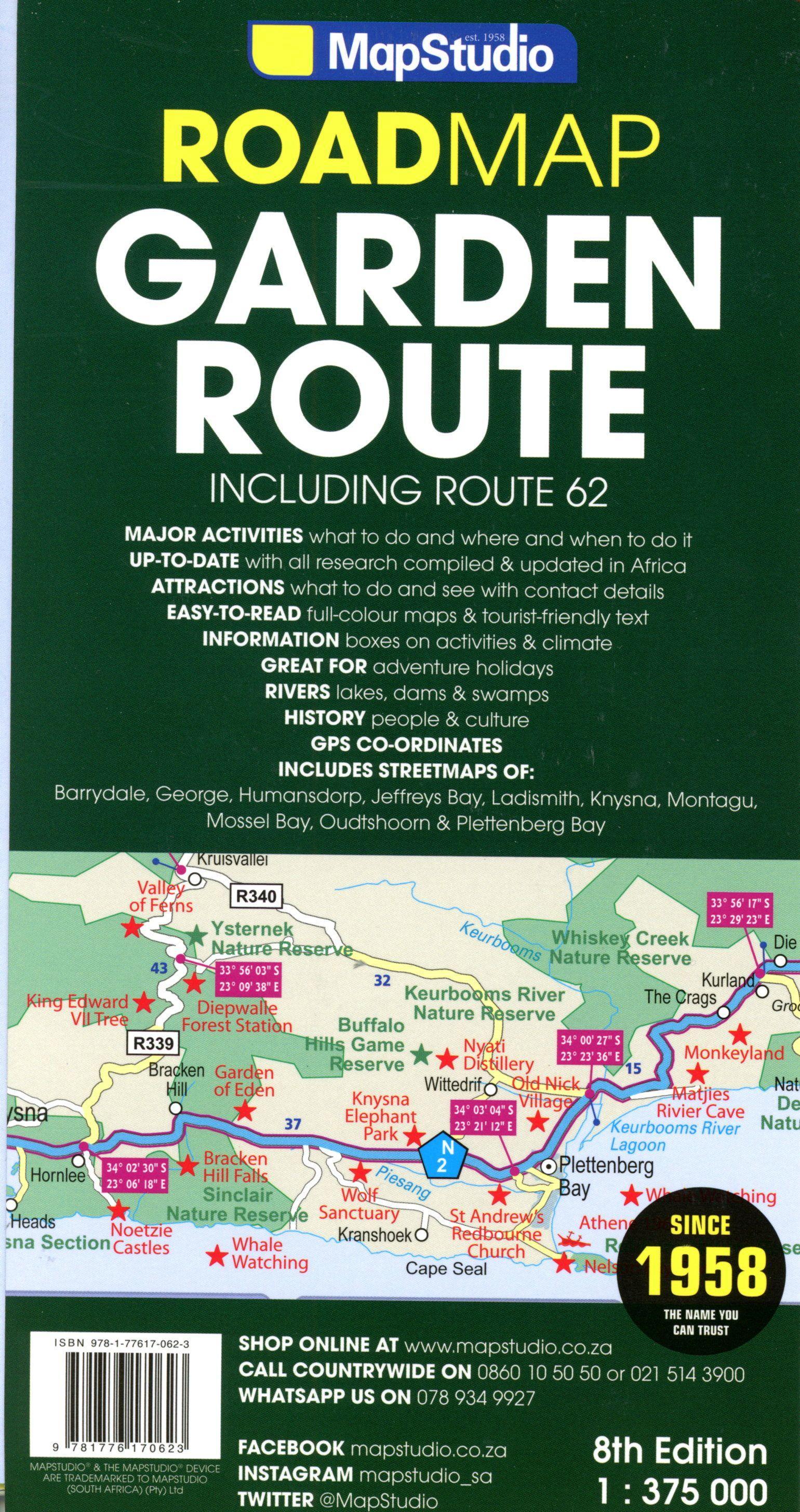 Vorderes Coverbild Garden Route & Route 62 Touristische Landkarte 1:375.000 / 1:20.000
