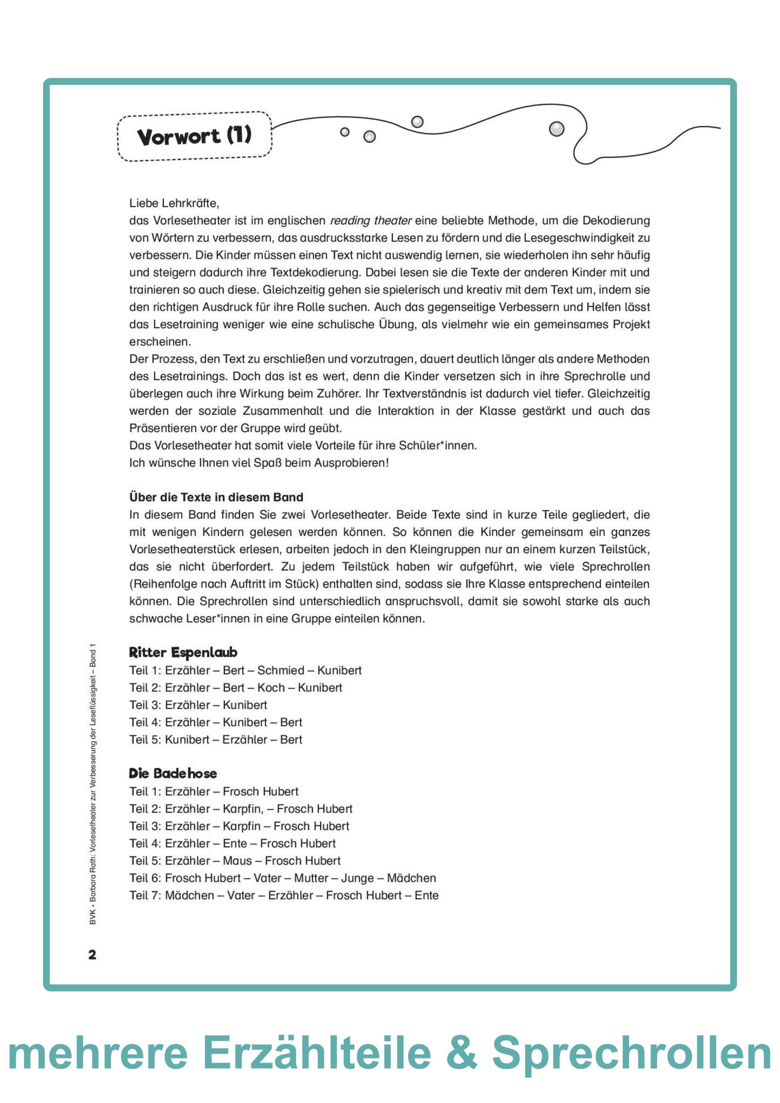 Beispielinhalt (Bild) Vorlesetheater Band 1