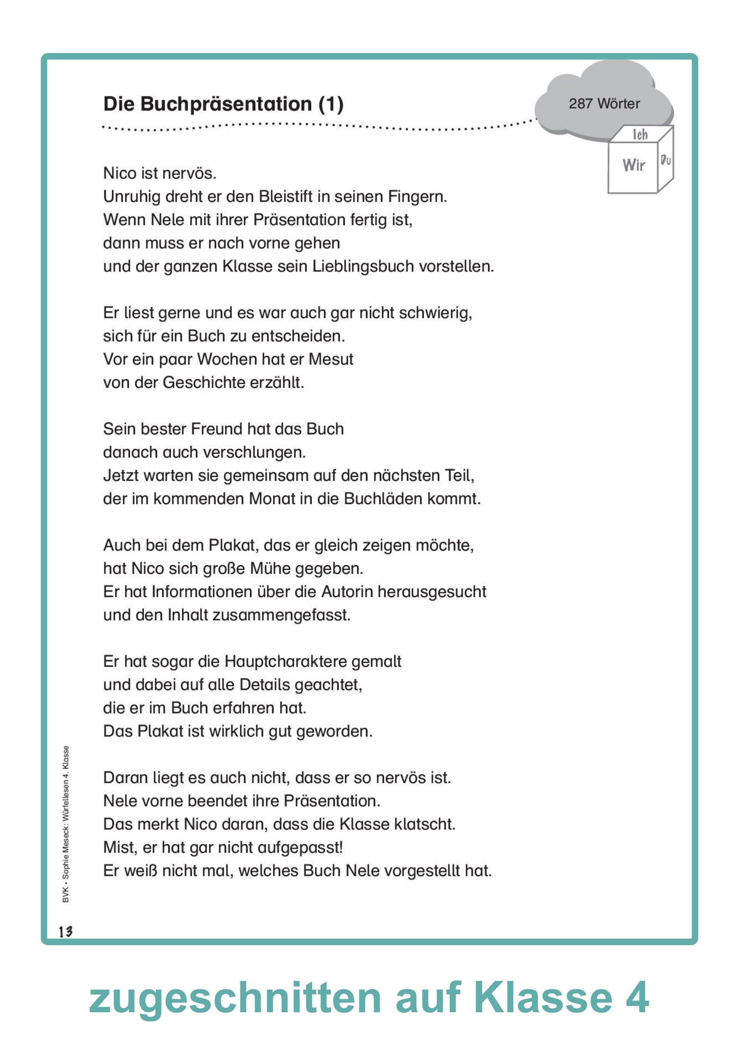 Beispielinhalt (Bild) Würfellesen - 4. Klasse