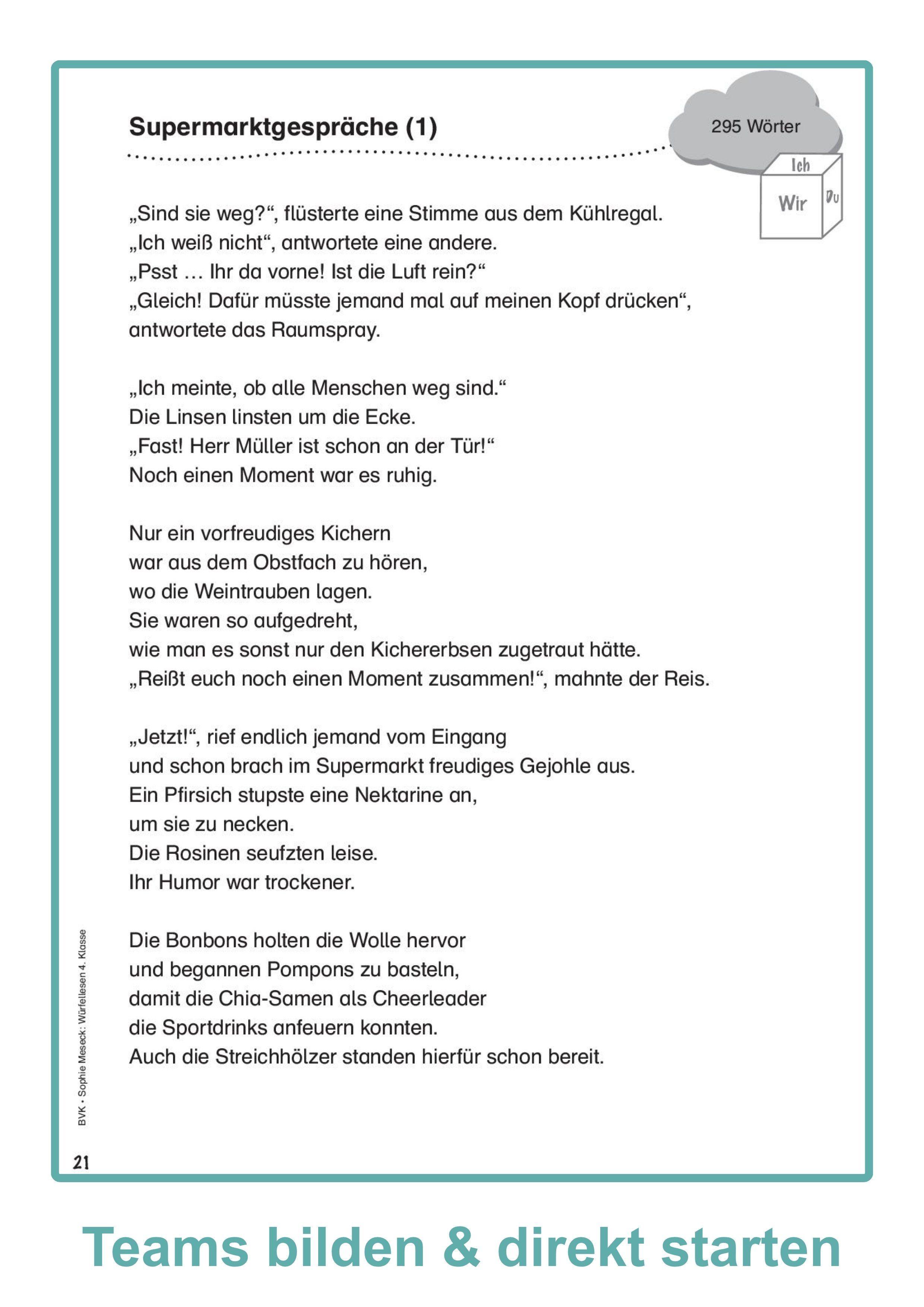 Beispielinhalt (Bild) Würfellesen - 4. Klasse