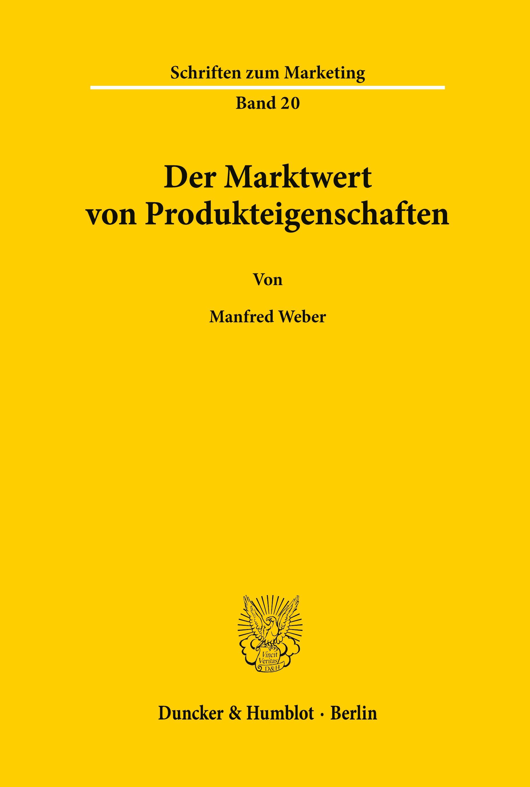Vorderes Coverbild Der Marktwert von Produkteigenschaften.