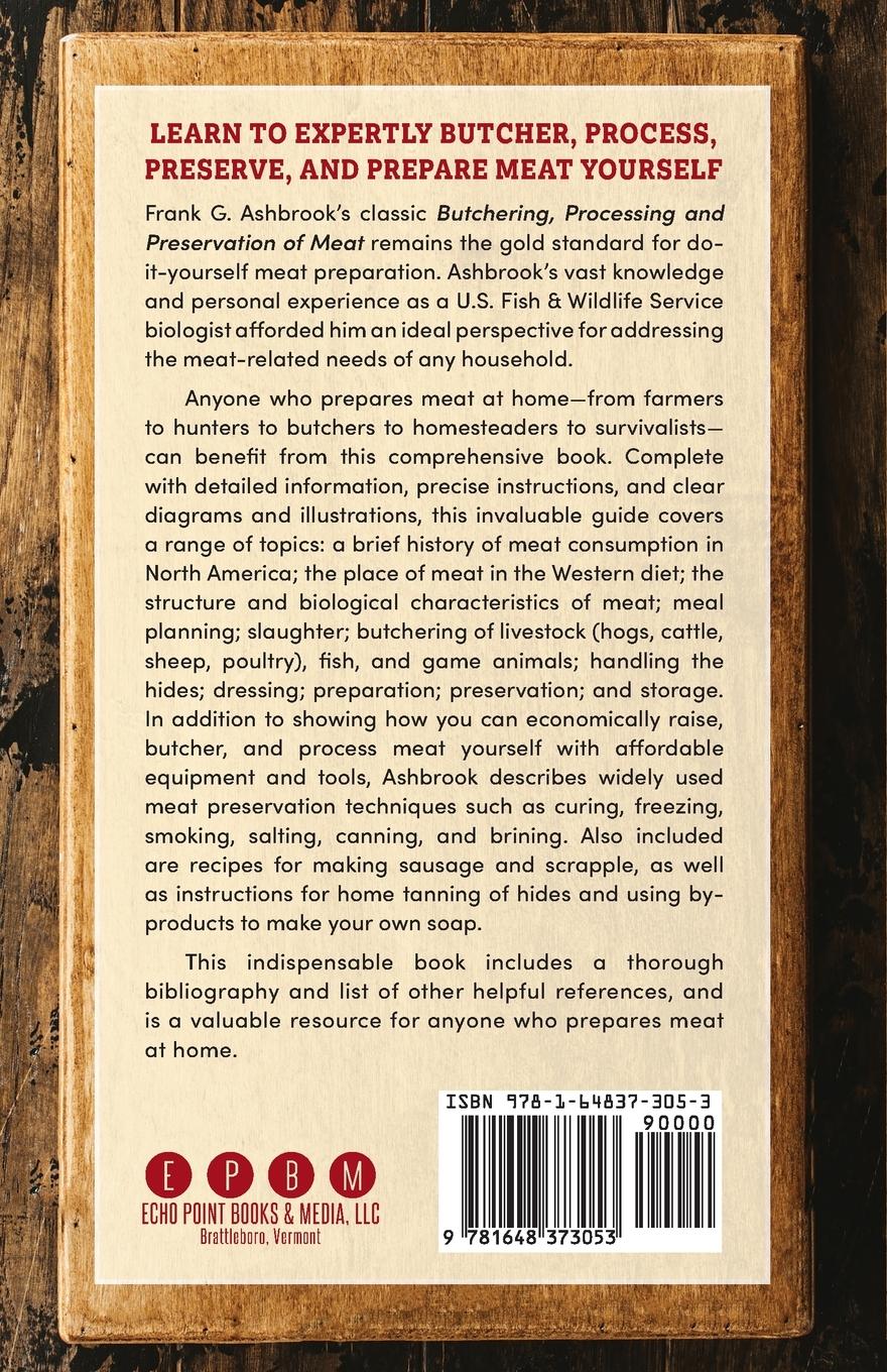 Rückseitencover Butchering , Processing and Preservation of Meat