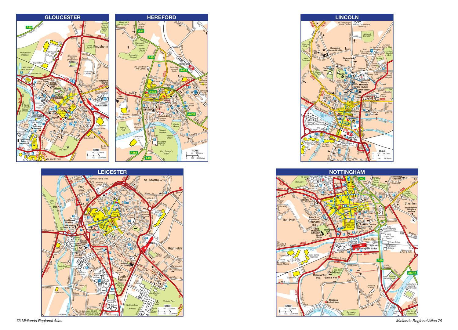 Beispielinhalt (Bild) Midlands A-Z Road Atlas