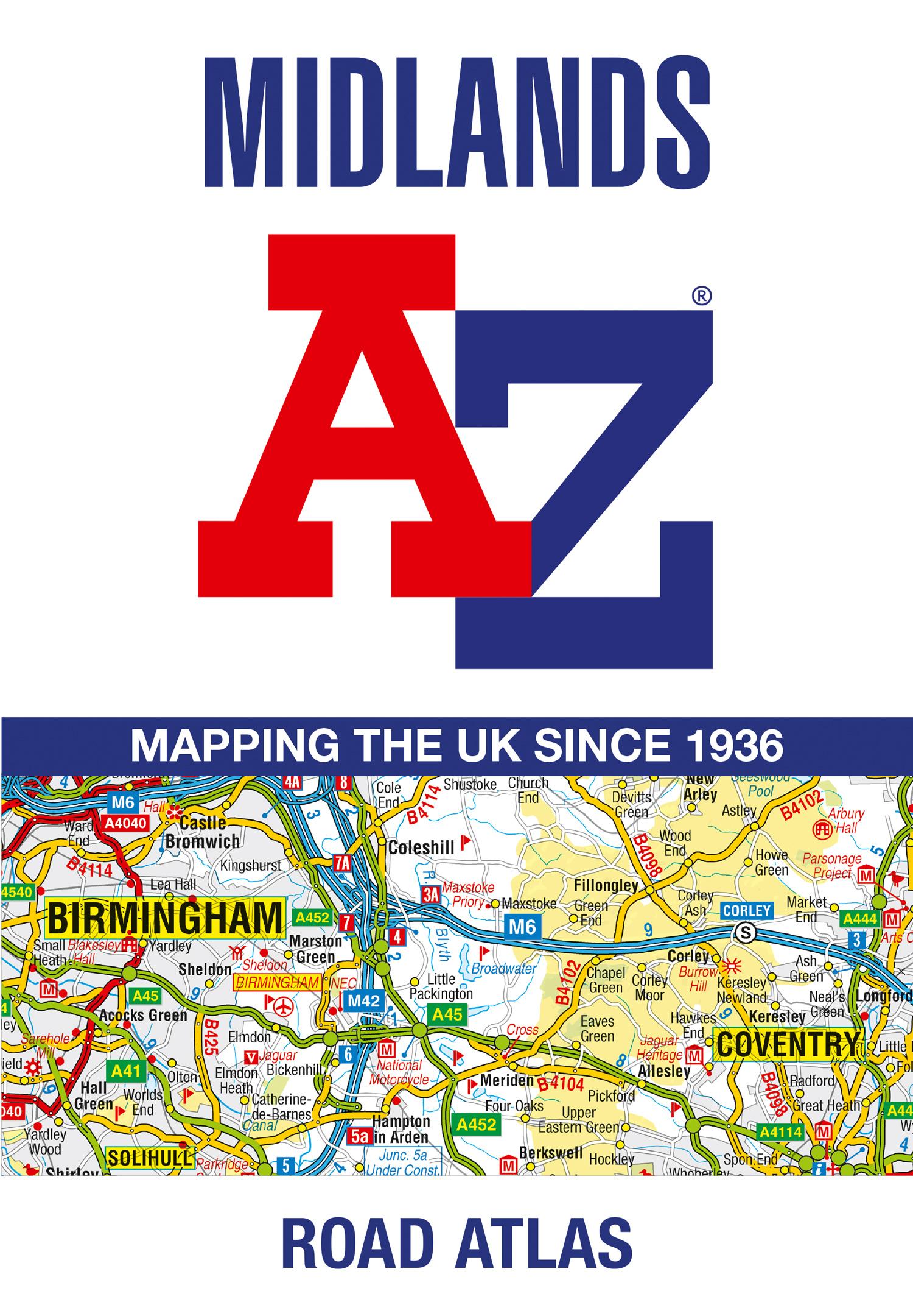 Vorderes Coverbild Midlands A-Z Road Atlas