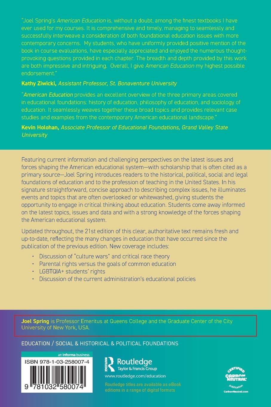 Rückseitencover American Education
