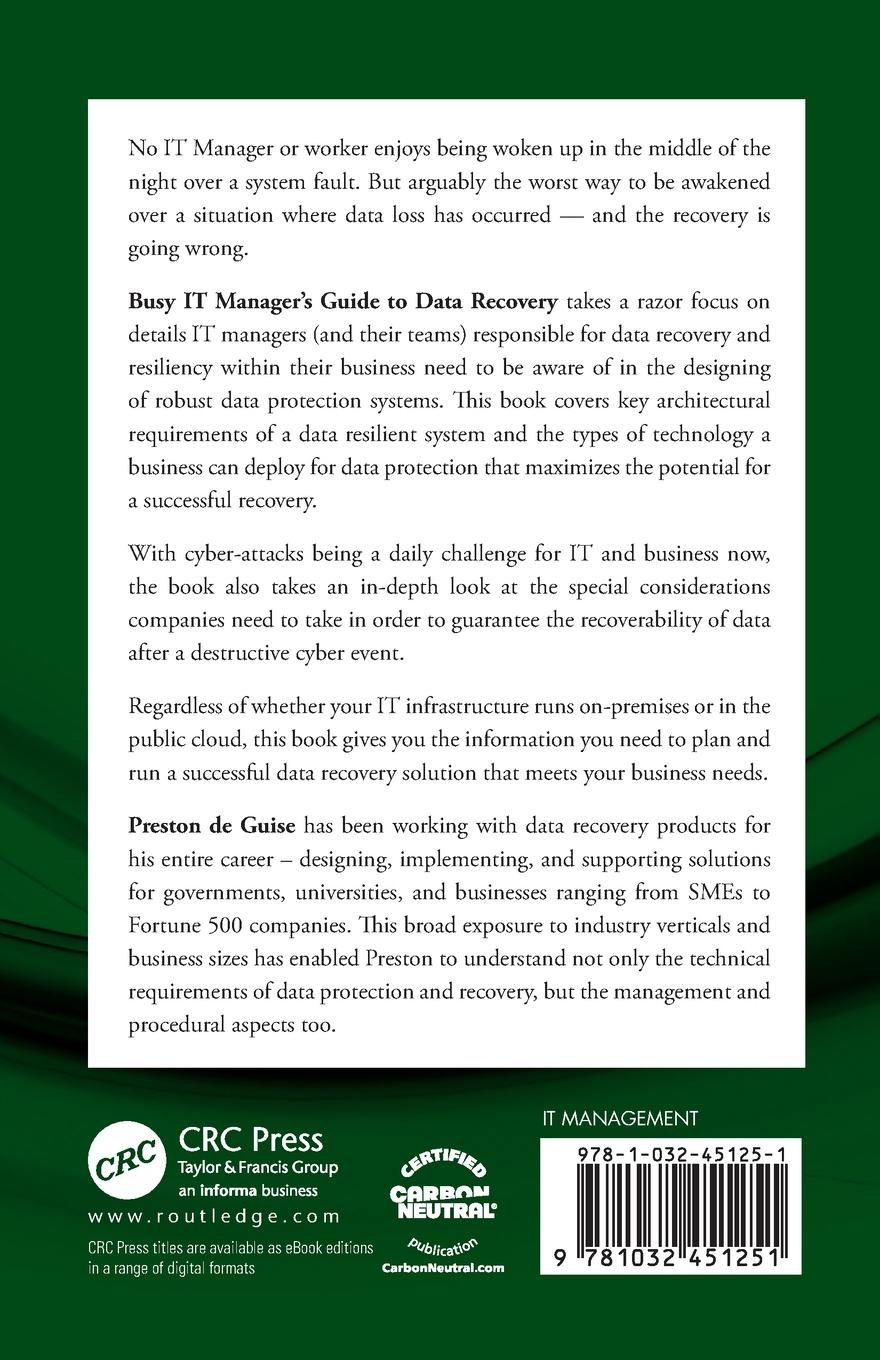 Rückseitencover The Busy IT Manager's Guide to Data Recovery