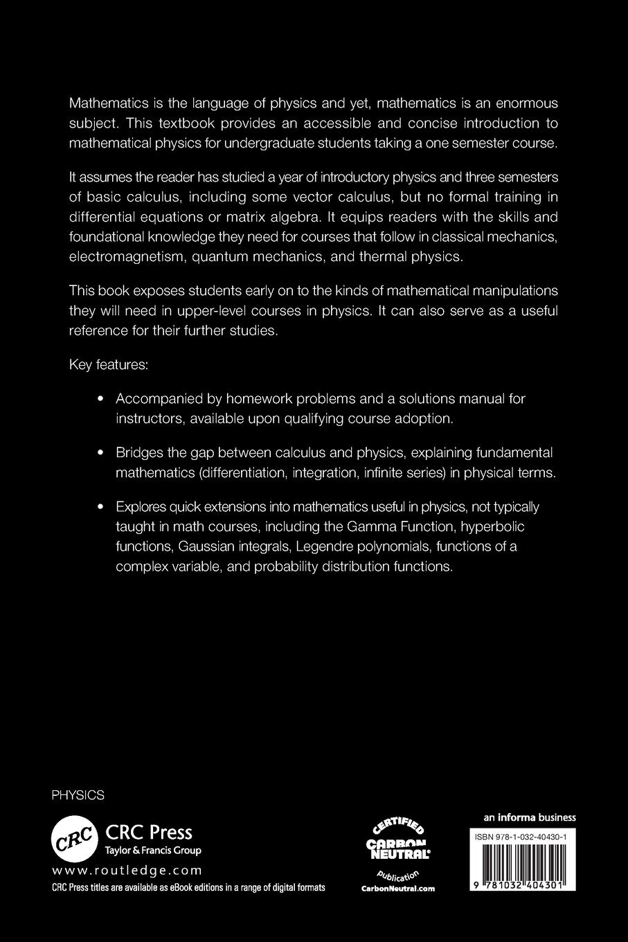 Rückseitencover A Short Introduction to Mathematical Concepts in Physics