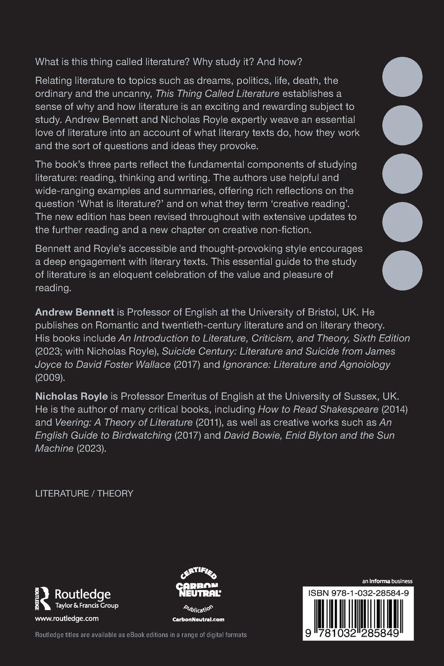 Rückseitencover This Thing Called Literature