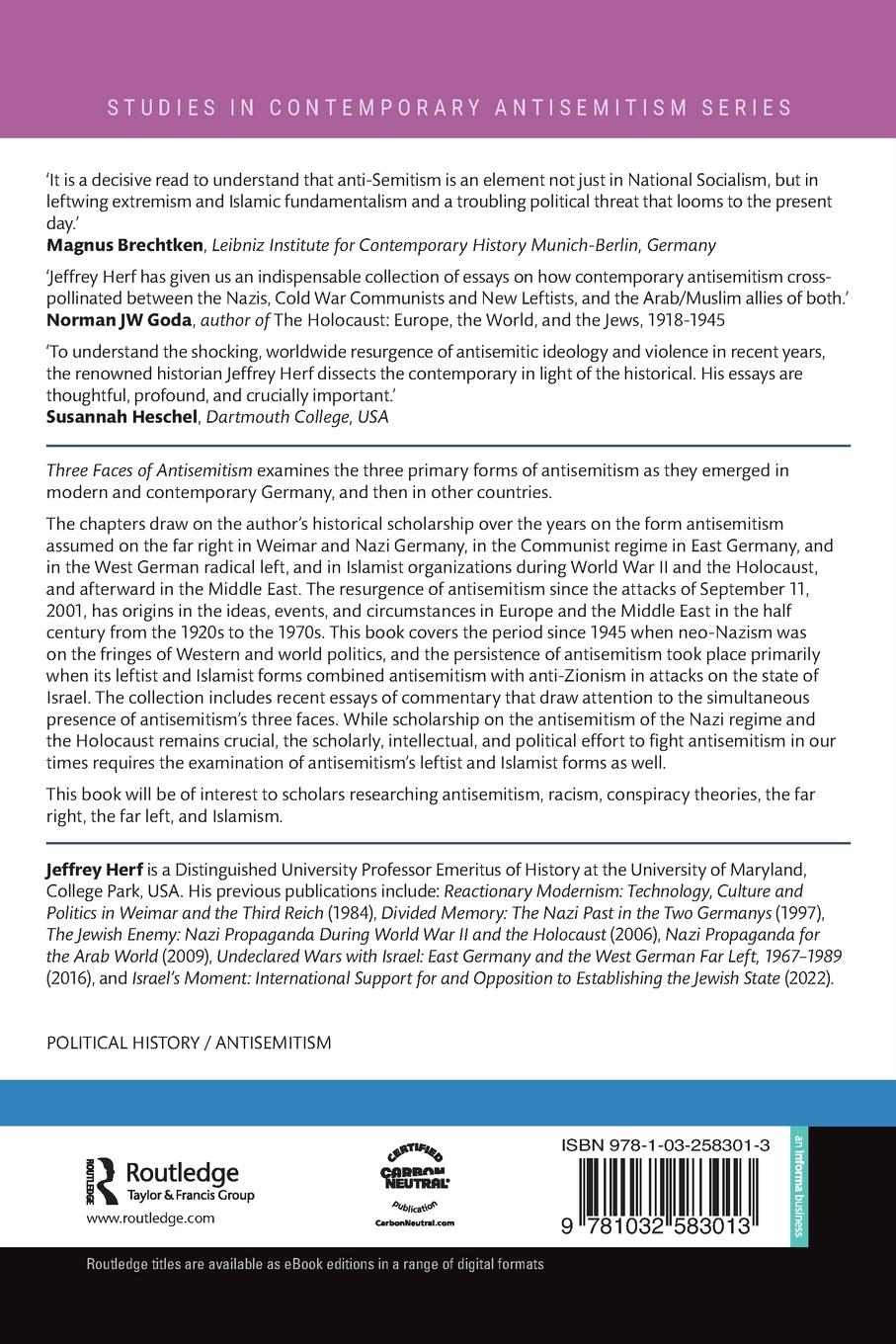 Rückseitencover Three Faces of Antisemitism