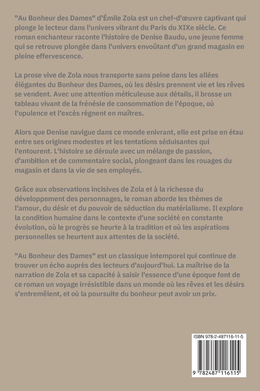 Rückseitencover Au Bonheur des Dames (Annoté)