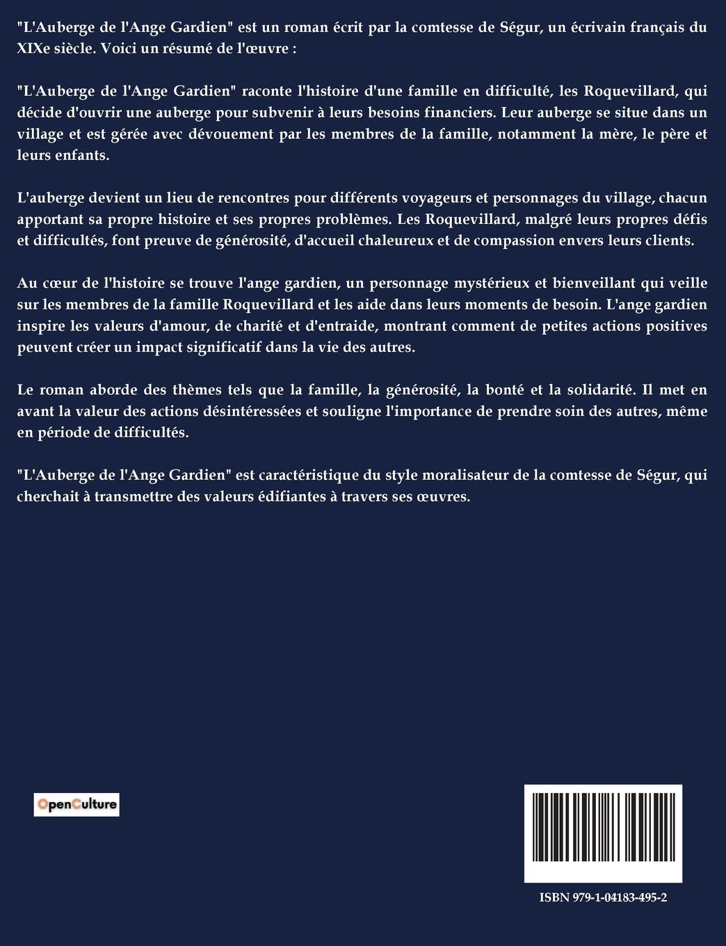 Rückseitencover L'auberge de l'ange gardien