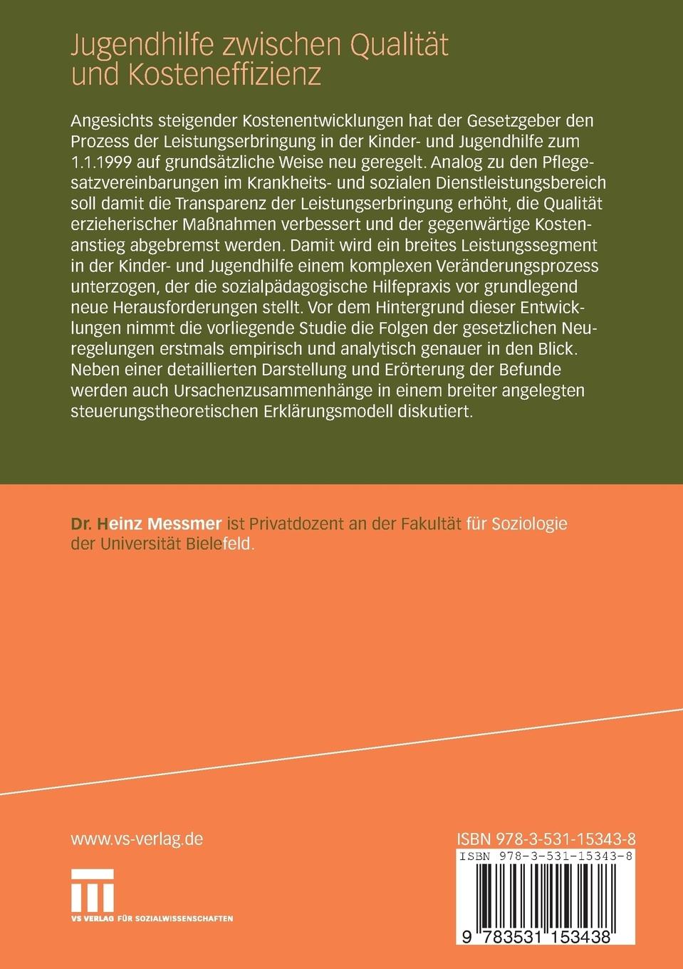 Rückseitencover Jugendhilfe zwischen Qualität und Kosteneffizienz