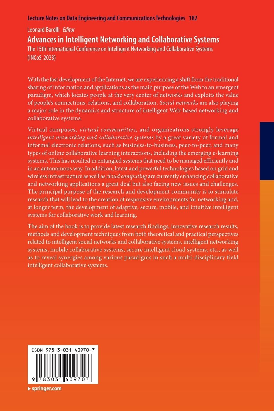 Rückseitencover Advances in Intelligent Networking and Collaborative Systems