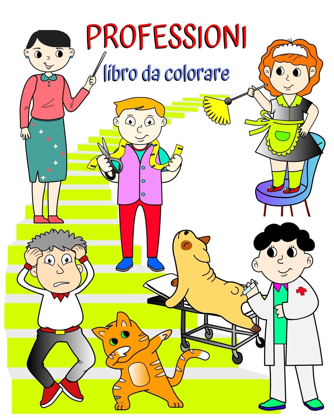 Vorderes Coverbild Professioni libro da colorare
