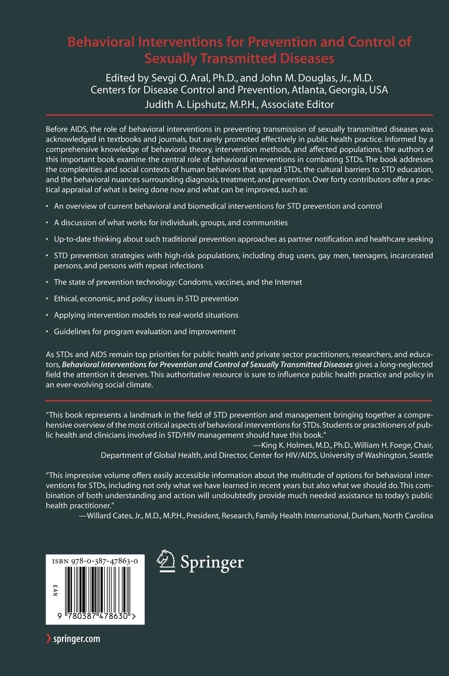 Rückseitencover Behavioral Interventions for Prevention and Control of Sexually Transmitted Diseases