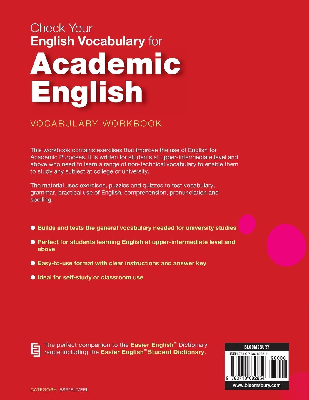 Rückseitencover Check Your Vocabulary for Academic English