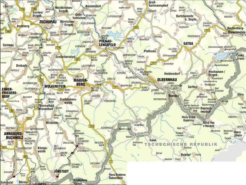 Beispielinhalt (Bild) Mittleres Erzgebirge zwischen Zschopau und Seiffen 1 : 33 000