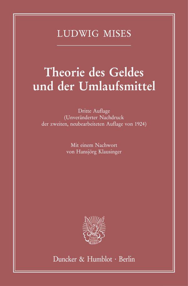 Vorderes Coverbild Theorie des Geldes und der Umlaufsmittel.
