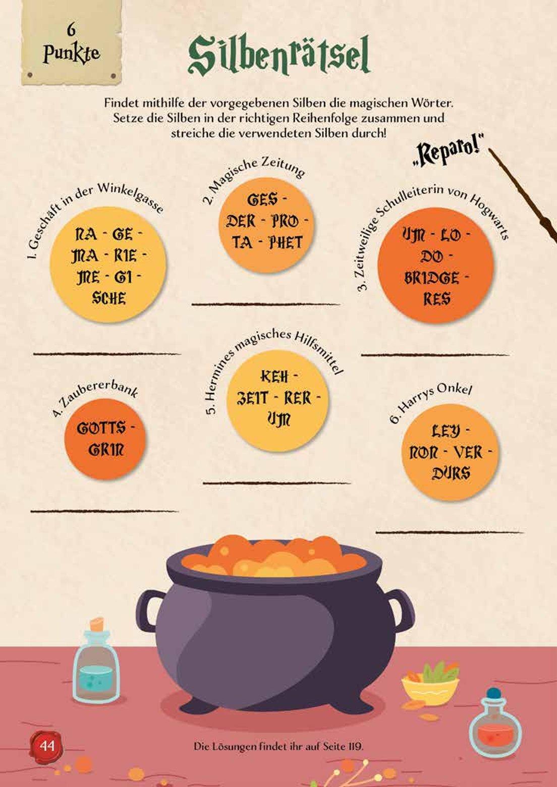 Beispielinhalt (Bild) Das große Rätsel- & Quizbuch für alle Potterheads (von der bekannten Bloggerin Susi Strickliesel)