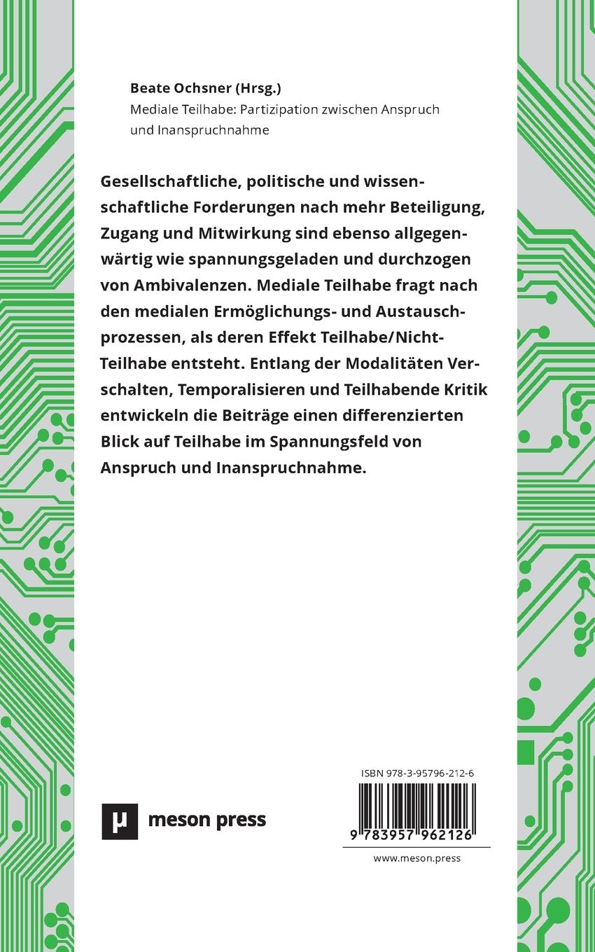 Rückseitencover Mediale Teilhabe