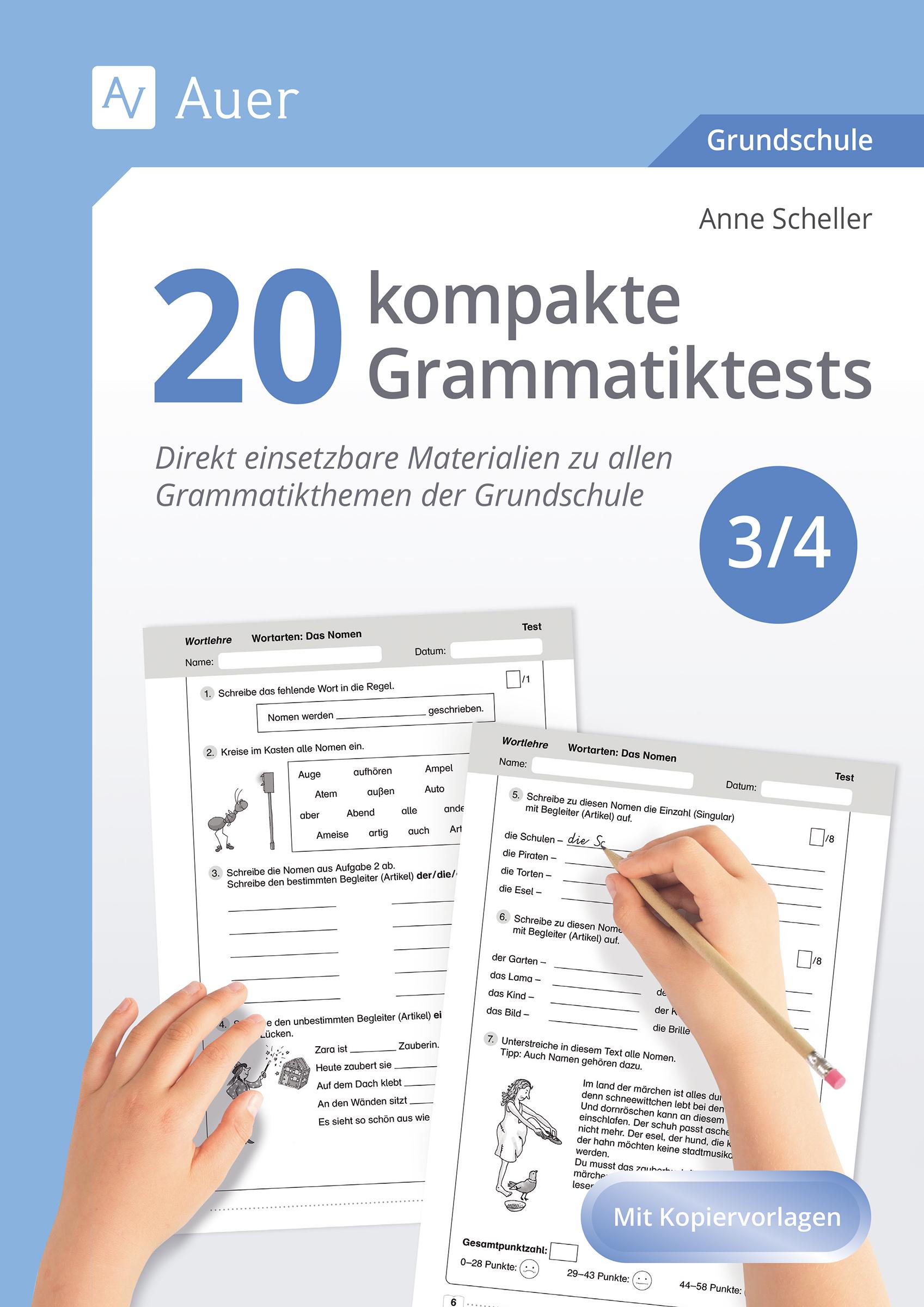 Vorderes Coverbild 20 kompakte Grammatiktests für Klasse 3 und 4