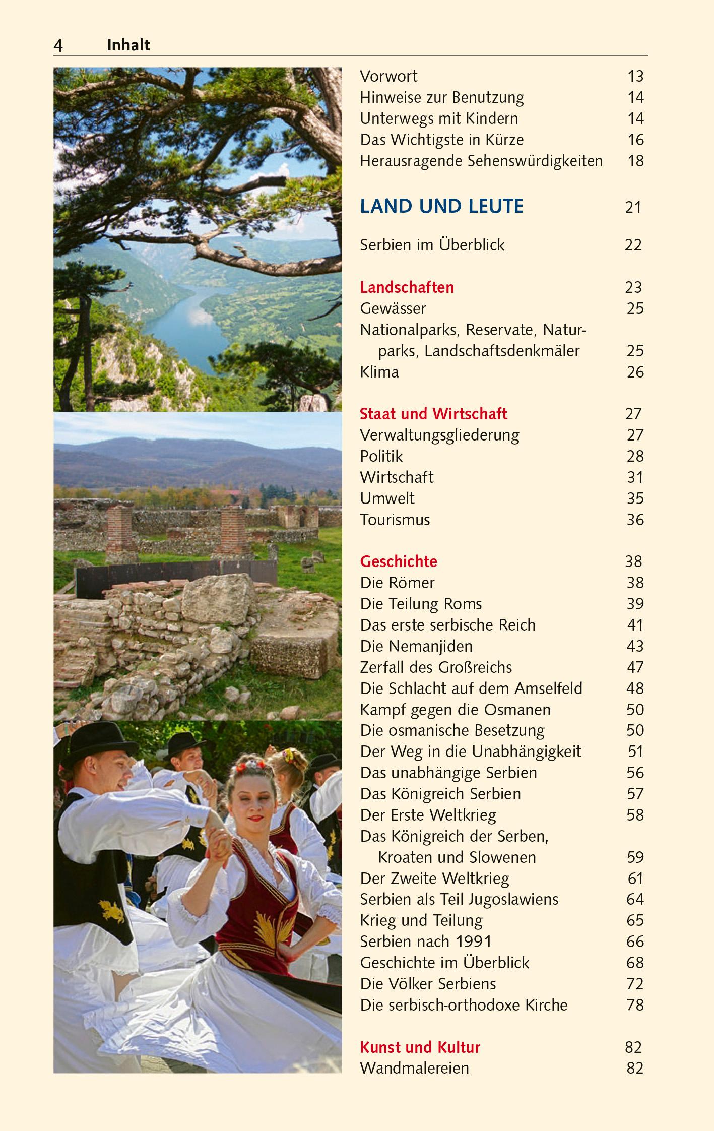 Beispielinhalt (Bild) TRESCHER Reiseführer Serbien