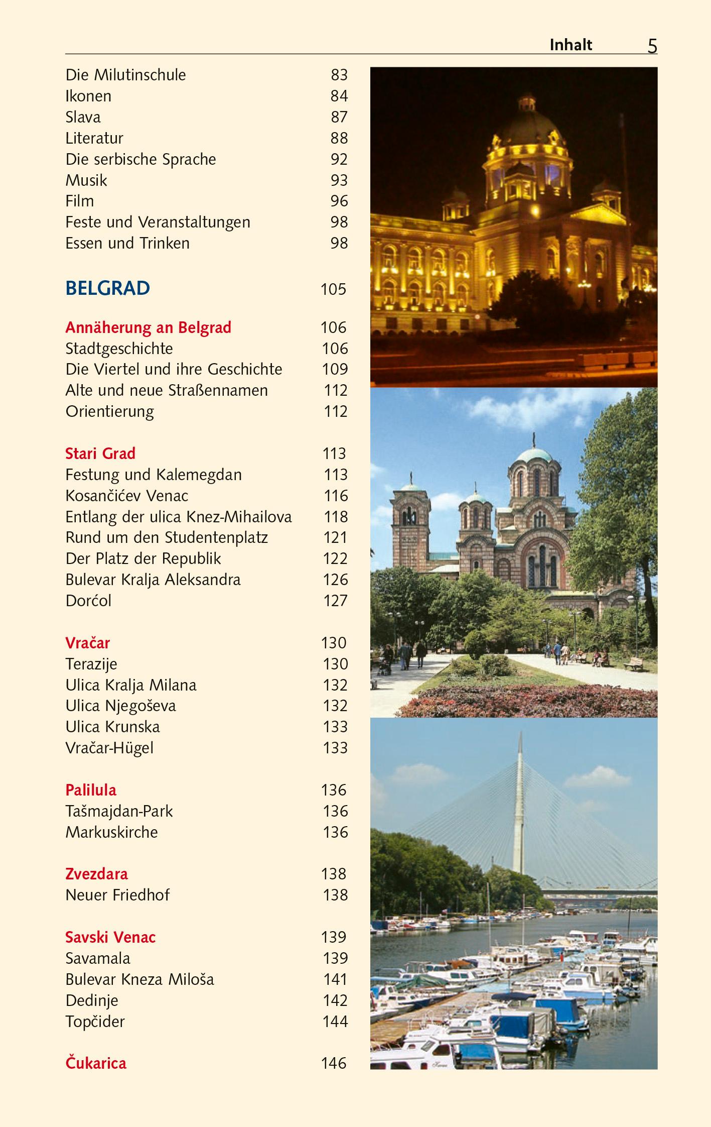 Beispielinhalt (Bild) TRESCHER Reiseführer Serbien