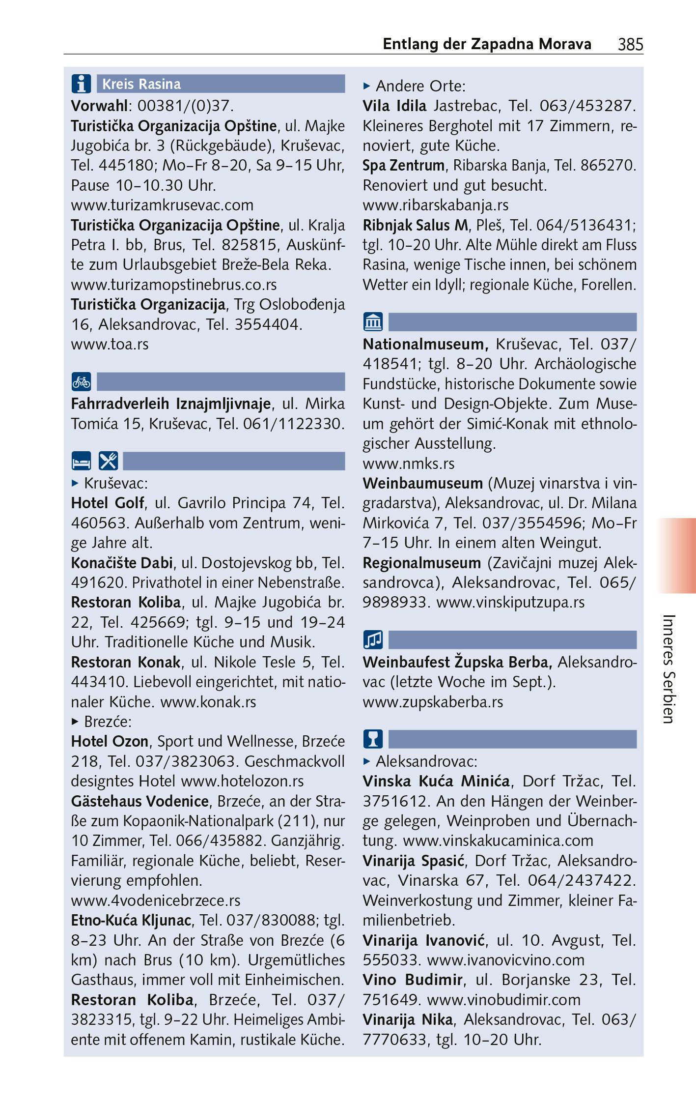 Beispielinhalt (Bild) TRESCHER Reiseführer Serbien