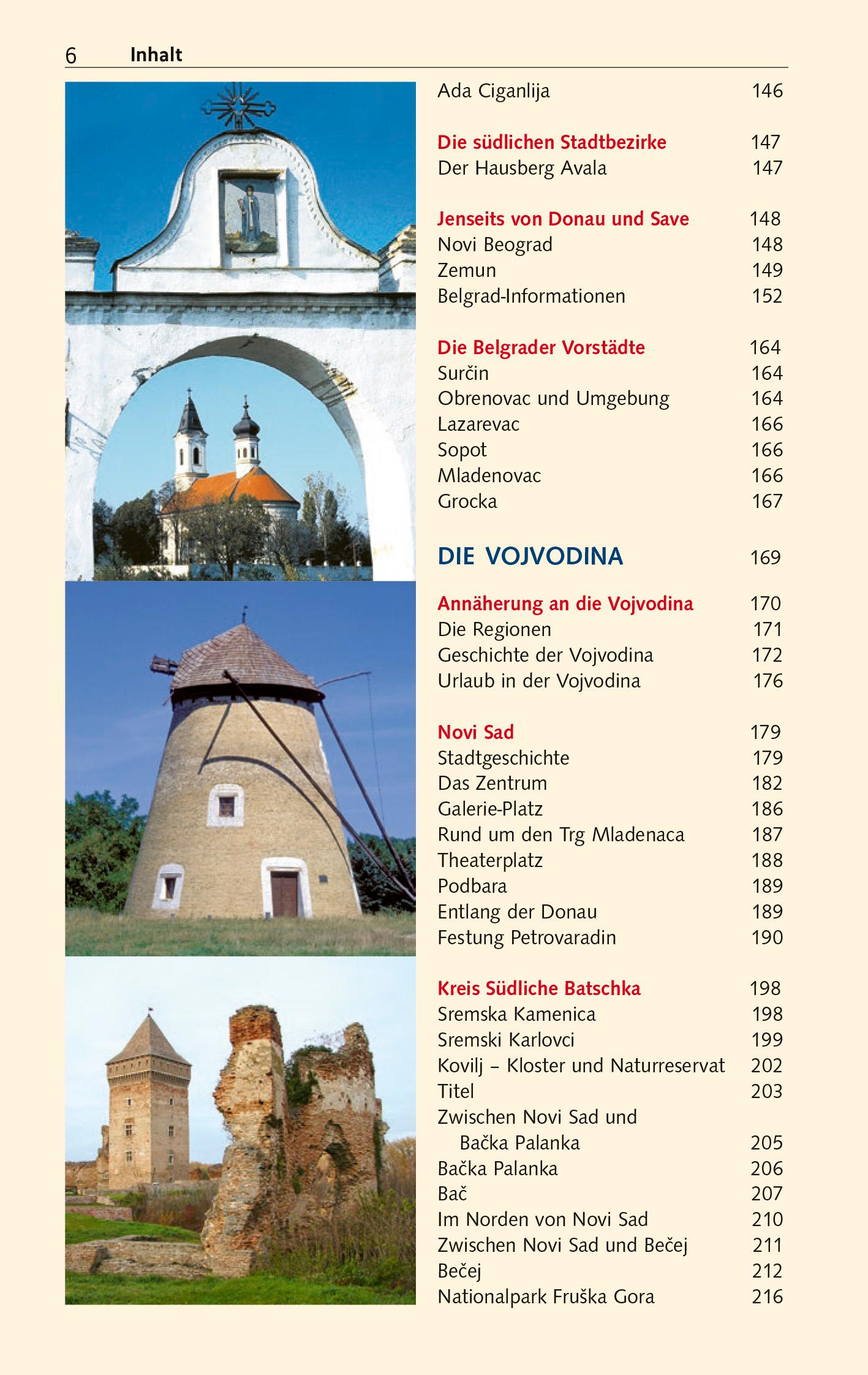 Beispielinhalt (Bild) TRESCHER Reiseführer Serbien