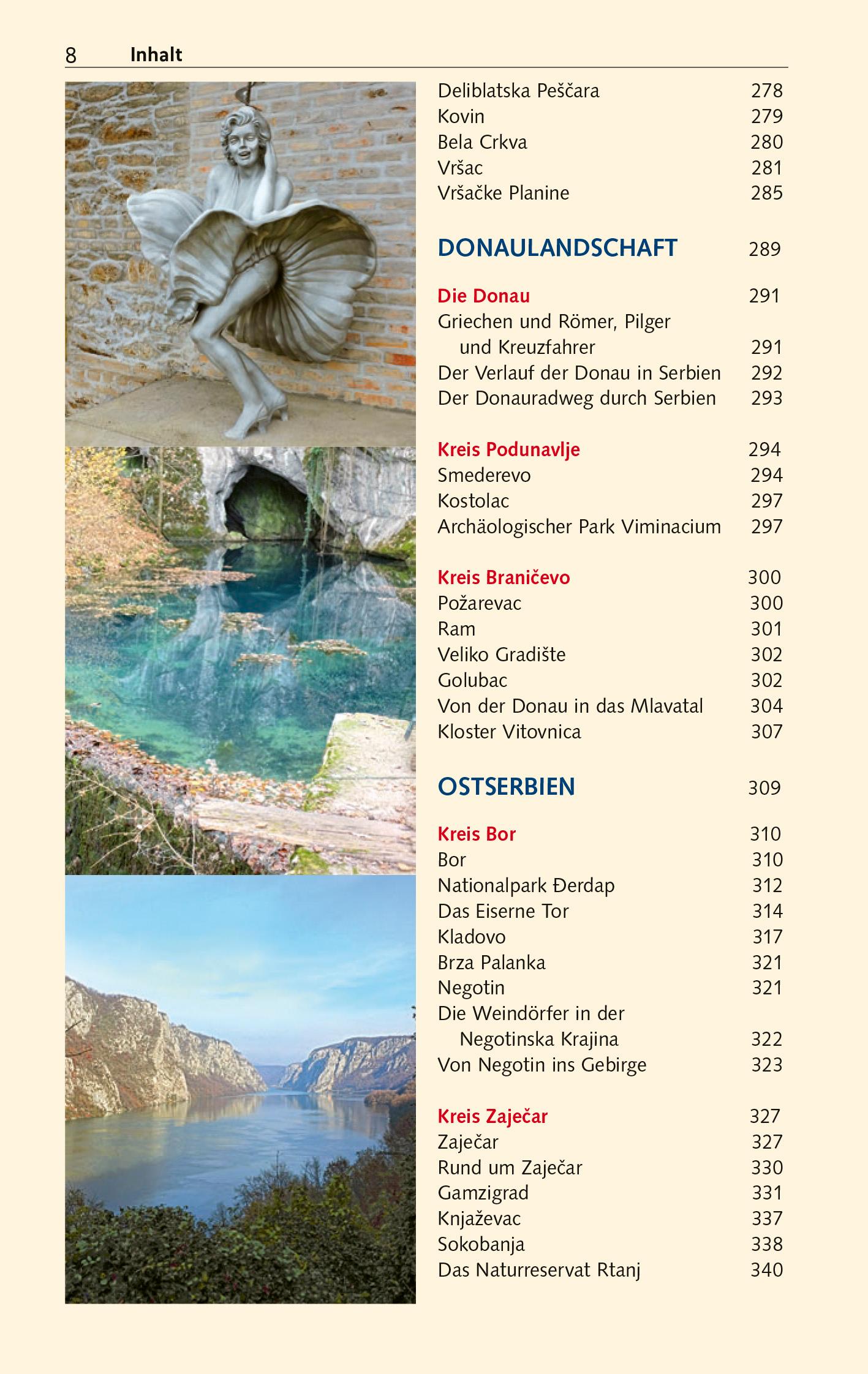 Beispielinhalt (Bild) TRESCHER Reiseführer Serbien